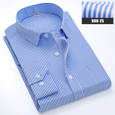 New Men's Dress Shirts Long Sleeves Formal Business Striped Casual Shirts Top picture