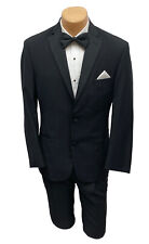 Ralph Lauren Black Tuxedo with Flat Front Pants Grosgrain Satin Lapels 38R 32W picture