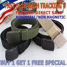 Mens Unisex Canvas Webbing Belt Regular Size Military Style Tactical Buckle Belt picture