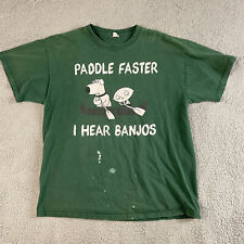 Family Guy Shirt Mens XL Green Paddle Faster I Hear Banjos Paint Distress picture