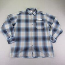 Vintage CalTop Shirt Men Large Blue Plaid Flannel Ombre Button Up Cholo Made USA picture