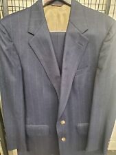 Vintage Marshall Fields Mens 40 R Wool Suit Navy Blue Striped USA MADE MINT picture