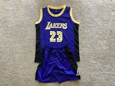 Youth LeBron James Jersey + Shorts Uniform Lakers NBA Basketball 3T-Boys XL Kids picture