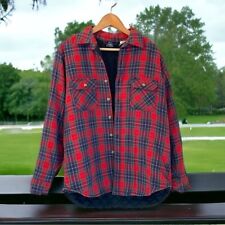Vintage WOOLRICH Flannel Shacket Jacket Men’s Sz Large Plaid Cotton Quilted Red picture