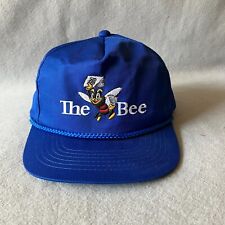 Vintage Fresno Bee Hat Mens Snap Back Blue Youngan Newspaper Media 90s Cord Cap picture
