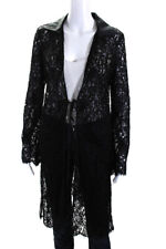Lafayette 148 New York Womens Tie Front Satin Collar Lace Kimono Black Size 10 picture