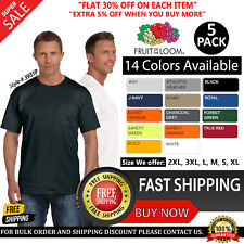 5 Pack Of Fruit of the Loom Adult HD Cotton Pocket T Shirt Stylish T-Shirt 3931P picture