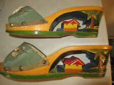 Vintage Wooden Sandals 3D Tropical Hawaiian Scene picture