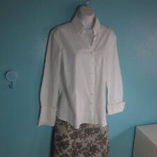 Gerry Weber Size M L White Stretch Long Sleeve Blouse Sequin Collar Button Front picture