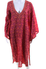 Calypso Women's V-Neck Long Sleeves Rhinestone Maxi Dress Pink Size 1 picture
