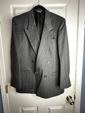 Vtg Pierre Cardin Mens 42 Gray Stripe Double Breasted Suit Jacket Wool Sport picture