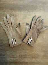 Antique Victorian Brown Leather Girl's Gloves As Is w Losses Stuck Snaps Stains picture