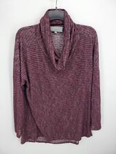 Sunday in Brooklyn Anthro Top Womens Large Maroon Stripe Cowl Neck Boho picture