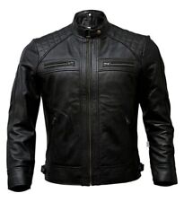 Men's Café Racer Biker Leather Jacket Black Brown Motorcycle Genuine Leather picture