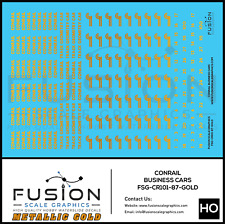 Metallic Gold HO Scale Conrail Business Cars Decal Set picture