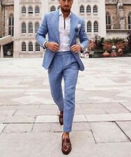 2 Piece Linen Suit Men 40r 42r 44r 38r 48r 52r  Slim Fit Summer Suit Jacket Size picture