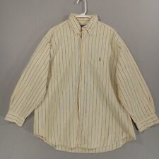 Vintage Ralph Lauren Shirt Mens 17 Yellow Stripe Oxford Long Sleeve Flesh Pony picture