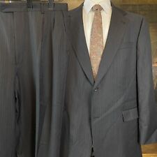 VTG Hart Schaffner Marx Gold Trumpeter 46L 40 x 32 Wool Charcoal Pinstripe Suit picture