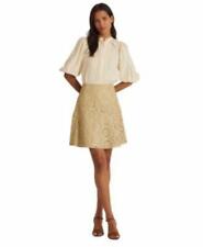 MSRP $495 Ralph Lauren Laser-Cut Lambskin Skirt Pale Parchment Natural Size 10 picture