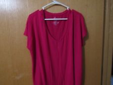 24/7 by Maurice’s Women’s Red Scoop V-Neck Short Sleeve Shirt Size 2X picture