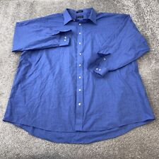 Stafford Essentials Dress Shirt Men's BIG 20 Blue Cotton Blend End On End Casual picture
