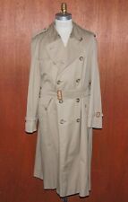 Vtg BURBERRYS' Men's 46 Long Khaki Tan Double Breasted Trench Coat Burberry picture