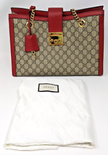 Gucci Women's Red/Beige Padlock GG Medium Shoulder Bag (13.5