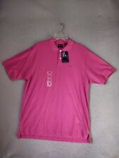 Izod Mens Shirt Large Pink Polo Silk Wash Cotton Short Sleeve Collared Pullover picture