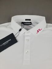 J.lindeberg Shirt Men Large White Polo Short Sleeve Regular Fit Logo Embroidered picture