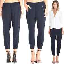 NEW Vince Black Tuxedo Crepe Tapered Cropped Pull On Pants Trousers Pockets S picture