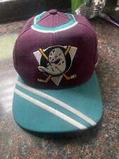 Vintage Anaheim Mighty Ducks SnapBack Hat Cap RARE Striped NHL 90s Street wear picture