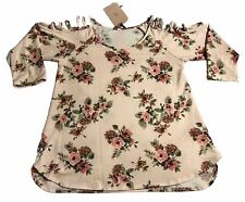 SJS Womens Floral  3/4 Sleeves Cold Shoulder Top Size Small NWT (122.E) picture