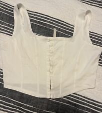 Vintage Chocolate USA Size Large White Tank Top Corset Style Stretchy Read picture