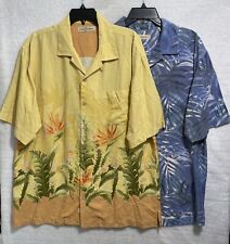 Tommy Bahama Button Hawaiian Shirt Lot 2 Mens L Silk Graphic Floral Multicolor picture