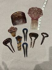 Lot of 9 Beautiful and Rate  Antique Victorian Estate Celluloid Hair  Combs HTF picture