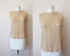 1920s Nude silk sheer beaded blouse | silk 1910s blouse | xs small picture