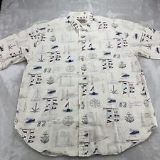 Bimini Bay Shirt Mens Extra Large XL White All Over Print Nautical Sailing Boats picture
