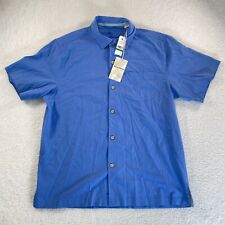 NWT Tommy Bahama Shirt Mens L Blue Catalina Stretch Twill Short Sleeve Button Up picture