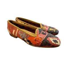 Vintage turkish Kilim Carpet Wool Loafers, Size7 7.5 womens picture