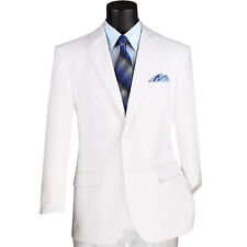 LUCCI Men's White 2-Button Classic-Fit Poplin Polyester Suit - NEW picture