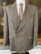 VTG Fioravanti Soft 42R USA MADE Brown Wool Tweed Double Breasted Blazer Jacket picture