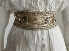 Edwardian Vintage 1900s  Women's belt of stripes with embroidery 1900.  picture