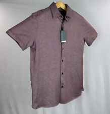 PERRY ELLIS Shirt Men's Medium Crimson Casual Button-Up Short Sleeve Stretch NWT picture