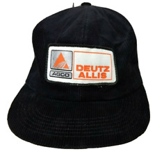 Agco Deutz Allis Patch Snapback  Black Corduroy Trucker Hat Cap K Products picture