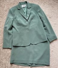 Kasper Skirt Suit Womens 10 Petite Button Blazer Skirt Career Lined Zip Green picture