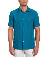 Cubavera Mens Leaf Embroidered Panel ShortSleeve Shirt OceanDepthsBlue, Size XL picture