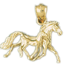 3D Horse Charm Pendant 14k Gold picture
