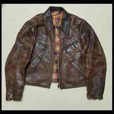 1930s German Style Vintage A2 Cow Leather Jacket Mens Handmade Distressed Brown picture