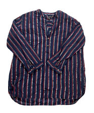 J. Crew Navy Metallic Striped Cotton Popover Pullover Half Button Up Shirt 0 picture