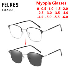 Square Photochromic Myopia Nearsighted Glasses For Men Women Outdoor Sunglasses picture